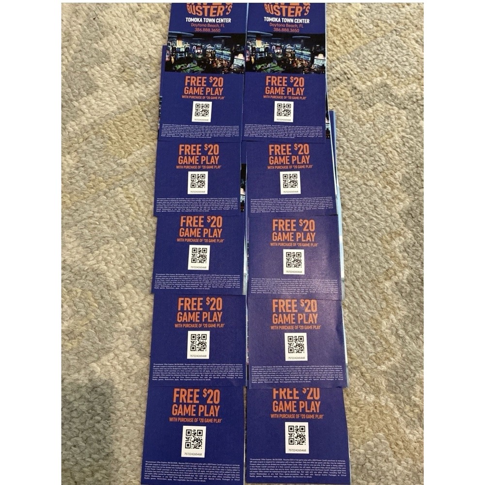 10 Dave And Busters $20 With $20 Purchase Game Play Coupons